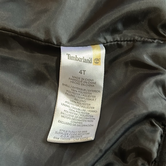 Timberland Boys Toddler Puffer Vest Black Jacket with Brown Sherpa-4T - Picture 4 of 5